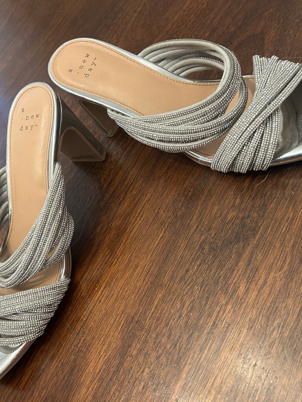 a new day Silver Braided Rhinestone Slide Mules - Picture 3 of 3